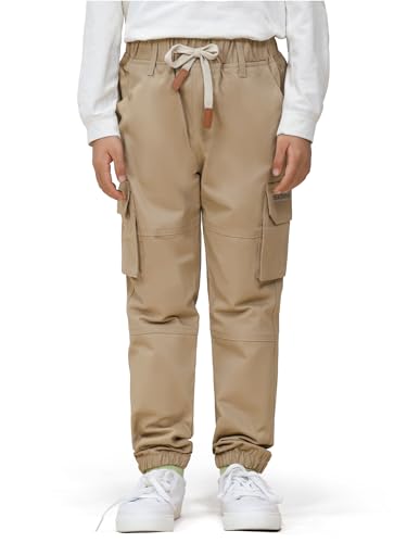 SERENYOU Jungen Cargohose Kinder Cargo Hose Jugendliche Freizeithose Jungs Jogginghose mit Elastischem Bund Khaki 164-170 von SERENYOU