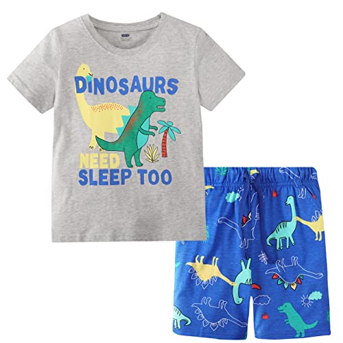 SERENYOU Jungen Dinosaurier Kurz Ärmel T-Shirt und Kurze Hose Set Jungs Kurzarm Top Sets Sommer Baumwolle Zweiteiler Bekleidungssets 110 Stil 3 von SERENYOU