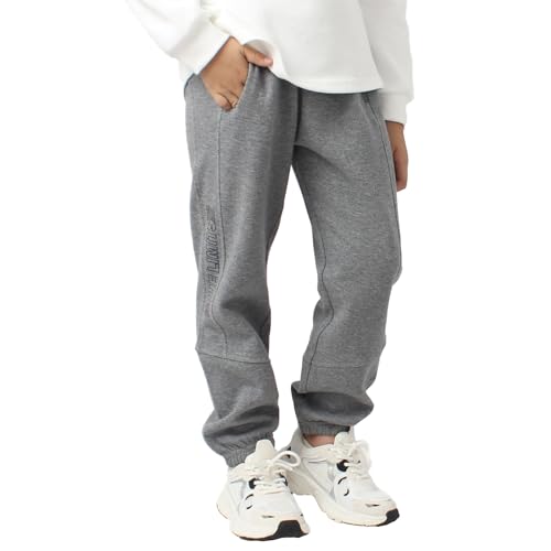 SERENYOU Jungen Jogginghose Hose Freizeit Joggers Kinder Sports Sweathose mit reflektierendem Grafikprint Grau 120 von SERENYOU