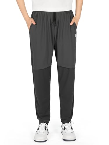 SERENYOU Jungen Jogginghose Sommer Outdoor Leicht Schnelltrocknend Trainingshose Leicht Sweathose Grau 158-164 (Herstellergröße 160) von SERENYOU