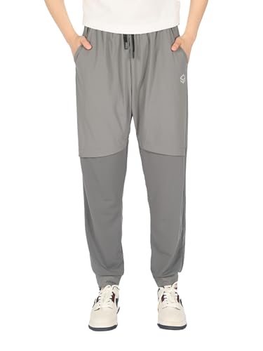 SERENYOU Jungen Jogginghose Sommer Outdoor Leicht Schnelltrocknend Trainingshose Leicht Sweathose Hellgrau 158-164 (Herstellergröße 160) von SERENYOU