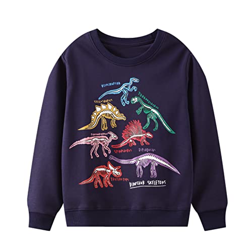 SERENYOU Jungen Leuchten Im Dunkeln Sweatshirt Kinder Pullover Baumwolle Langarm Top Jungs Crewneck Jumper 116 Stil 1 von SERENYOU