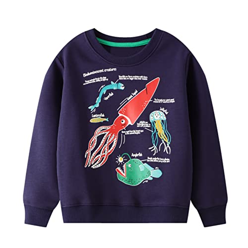 SERENYOU Jungen Leuchten Im Dunkeln Sweatshirt Kinder Pullover Baumwolle Langarm Top Jungs Crewneck Jumper 122 Stil 7 von SERENYOU