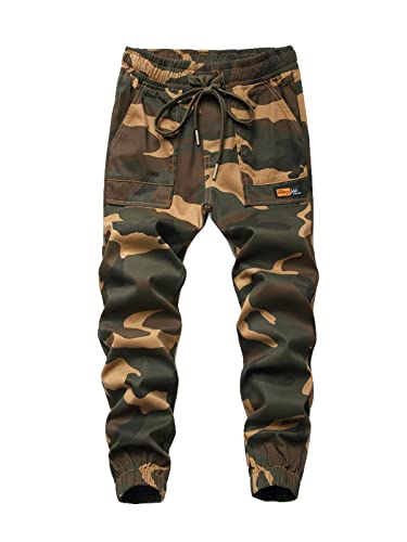 SERENYOU Jungen Tarnung Cargohose Jugendliche Camo Cargo Hose Kinder Camouflage Gummibund Militärhosen mit Multie-Taschen Stil 4 146-152 von SERENYOU