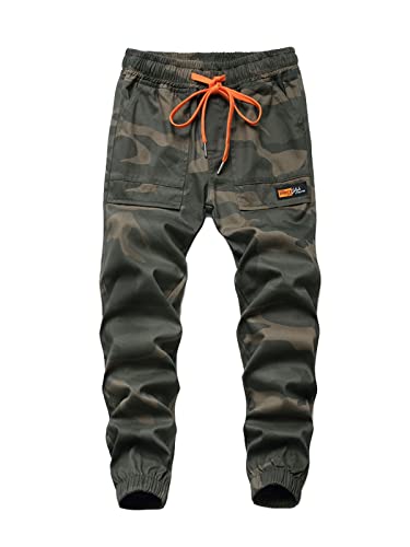 SERENYOU Jungen Tarnung Cargohose Jugendliche Camo Cargo Hose Kinder Camouflage Gummibund Militärhosen mit Multie-Taschen Stil 5 164-170 von SERENYOU