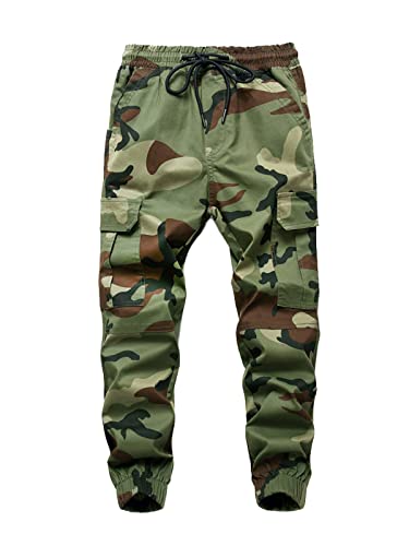 SERENYOU Jungen Tarnung Cargohose Jugendliche Camo Cargo Hose Kinder Camouflage Gummibund Militärhosen mit Multie-Taschen Stil 6 146-152 von SERENYOU