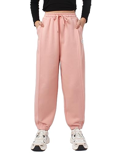 SERENYOU Kinder Jogginghose Mädchen Hosen Sweathosen Sporthose Elastische Bündchen Rosa 160 von SERENYOU