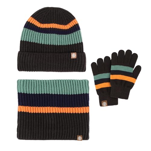 SERENYOU Kinder Wintermütze Schal Handschuhe Set Fleece gefüttert Warmes Set Einheitsgröße für 3-10 Jahre Grün von SERENYOU