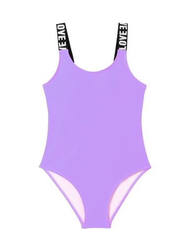 SERENYOU Mädchen Einteiliger Badeanzug Sommer Bademode Verstellbare Schultergurte Schwimmanzug Lila 152-158, Größe 11-12 von SERENYOU