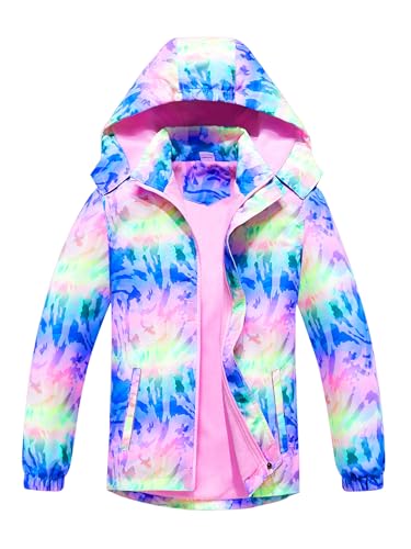 SERENYOU Mädchen Übergangsjacke Gefütterte Regenjacke Kinder Winddicht Warme Matschjacke mit Abtrennbare Kapuze DE:134-140 (manufacturers's size: 140) Stil 6 von SERENYOU