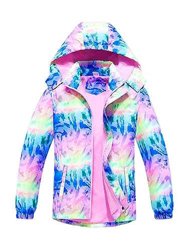 SERENYOU Mädchen Übergangsjacke Gefütterte Regenjacke Kinder Winddicht Warme Matschjacke mit Abtrennbare Kapuze DE:104-110 (manufacturers's size: 110) Stil 6 von SERENYOU