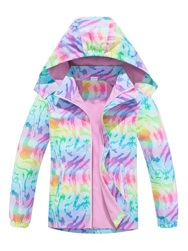 SERENYOU Mädchen Übergangsjacke Gefütterte Regenjacke Kinder Winddicht Warme Matschjacke mit Abtrennbare Kapuze DE:152-158 (manufacturers's size: 160) Stil 1 von SERENYOU