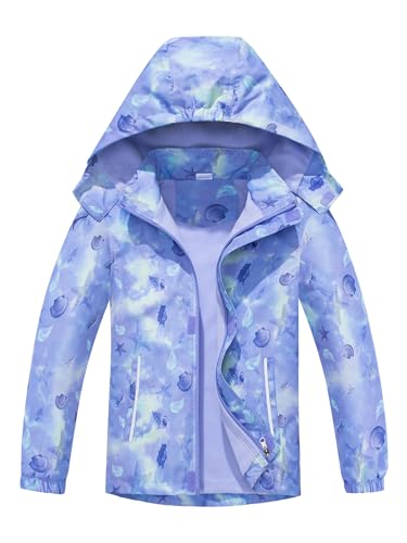 SERENYOU Mädchen Übergangsjacke Gefütterte Regenjacke Kinder Winddicht Warme Matschjacke mit Abtrennbare Kapuze DE:152-158 (manufacturers's size: 160) Stil 2 von SERENYOU