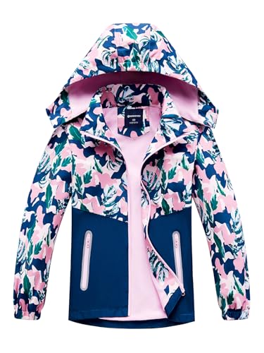 SERENYOU Mädchen Übergangsjacke Gefütterte Regenjacke Kinder Winddicht Warme Matschjacke mit Abtrennbare Kapuze DE:152-158 (manufacturers's size: 160) Stil 4 von SERENYOU