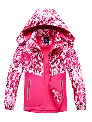 SERENYOU Mädchen Übergangsjacke Gefütterte Regenjacke Kinder Winddicht Warme Matschjacke mit Abtrennbare Kapuze DE:104-110 (manufacturers's size: 110) Stil 5 von SERENYOU