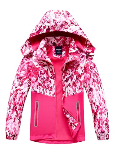 SERENYOU Mädchen Übergangsjacke Gefütterte Regenjacke Kinder Winddicht Warme Matschjacke mit Abtrennbare Kapuze DE:128-134 (manufacturers's size: 130) Stil 5 von SERENYOU