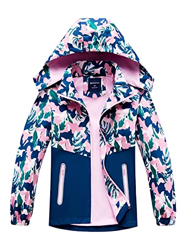 SERENYOU Mädchen Übergangsjacke Gefütterte Regenjacke Kinder Winddicht Warme Matschjacke mit Abtrennbare Kapuze DE:116-122 (manufacturers's size: 120) Stil 4 von SERENYOU