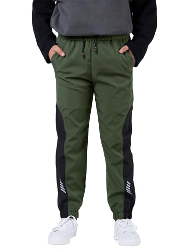 SERENYOU wasserdichte Hose Kinder Jungen Wanderhose Trekkinghose Jungs Jogginghosen 134-140 Armeegrün Größe 140 von SERENYOU