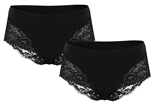 SERGE Maxi Slip high Waist 2er Pack | mit breiter, zarter Spitze | hohe Taille | sehr komfortabel | Unterwäsche Damen | Dessous, Lingerie | Gr. 38-50 (S-XL) von SERGE
