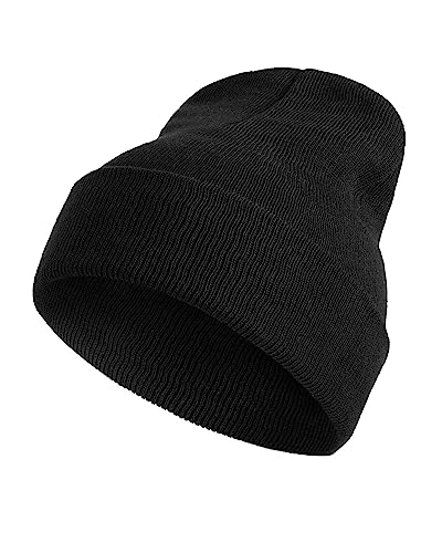 SERIMANEA Mütze Schwarz Herren - Strick Beanie aus 100% Acryl für Herren. Warme, Weiche und Bequeme Kopfbedeckung für kalte Tage im Herbst und Winter - Einheitsgröße. von SERIMANEA