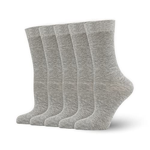 SERISIMPLE Damen Besatzung Socken Bambus Lässig Stiefel Leichtes Gewicht Ultra weich Wade Dünn Socke 5 Paare (Grau,39-42) von SERISIMPLE