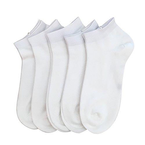 SERISIMPLE Frauen Bambus Knöchel Socken Knöchel Länge dünne Socke Geruch resistent Low Cut Socke 5 Paare (as3, numeric, numeric_35, numeric_38, regular, regular, Weiß, 35-38) von SERISIMPLE