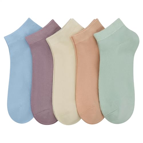 SERISIMPLE Frauen Bambus Knöchel Socken Knöchel Länge dünne Socke Geruch resistent Low Cut Socke 5 Paare (as3, numeric, numeric_39, numeric_42, regular, regular, Sortiert1, 39-42) von SERISIMPLE