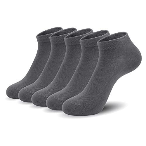 SERISIMPLE Ultradünne Damen Mesh Bambus Knöchel Atmungsaktive Socken für den Sommer Anti Geruch Low Cut Cool Socke 5 Paar,4-8/9-11 (Dunkelgrau, 35-38) von SERISIMPLE