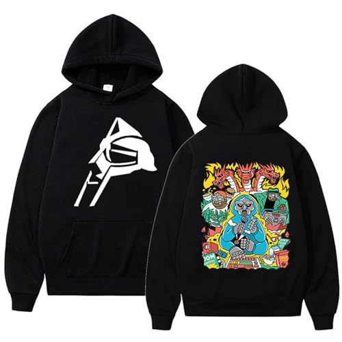 Mf Doom Printed Hoodie Sweatshirt Langarm Pullover Männer Casual Lose Bequeme Sweatshirt (S~3XL) (Color : 1, Size : L) von SERLA