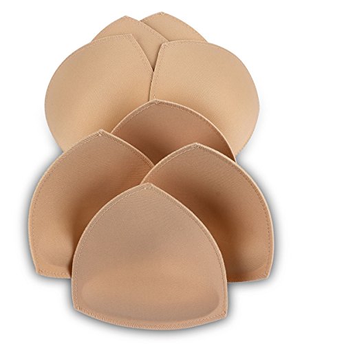 SERMICLE Damen BH-einsätze 4 Paare, Bra Pads genäht massiert für Sport-BH a/b oder c/d, d/e Cup A/B Cup Beige von SERMICLE