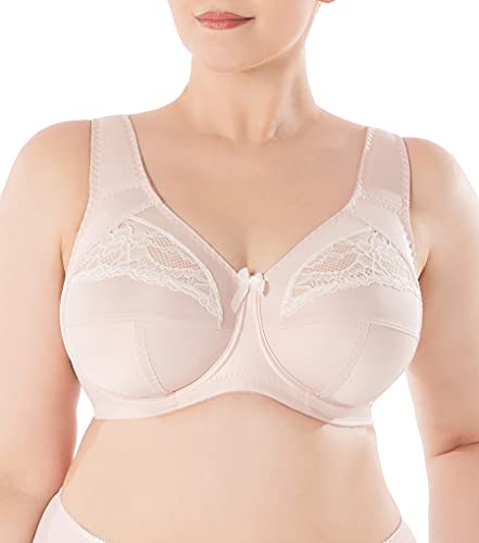 SERMIJA Der Klassische Büstenhalter Soft mit Spitzen, laminiert mit Baumwolle, in großen Größen, mit Bügeln und mit Breiten Trägern, von Serie Honey Lingerie. Komfortabel für jeden Tag,80E,Hautfarbe von Sermija