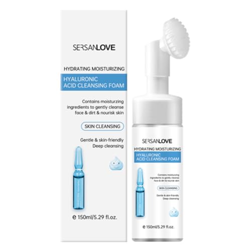 150 ml Gesichtsreinigungsmousse mit Massagebürste aus Silikon – Make-up-Entferner für Gesicht und Augen – Hyaluronsäure – reinigend und belebend für Tiefenreinigung auf allen Hauttypen 150 ml Gesichtsreinigungsmousse mit Massagebürste aus Silikon – Make-up-Entferner für Gesicht und Augen – Hyaluronsäure – reinigend und belebend für Tiefenreinigung auf allen Hauttypen von SERSANLOVE