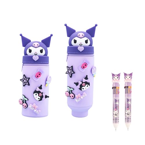 SERTAS Girls Zip Pencil Case, Federmäppchen und 2 Stifte Federmäppchen für Mädchen Silikon weich, Desktop-Federmäppchen Federmäppchen Rocker-Federmäppchen (Farbe) von SERTAS