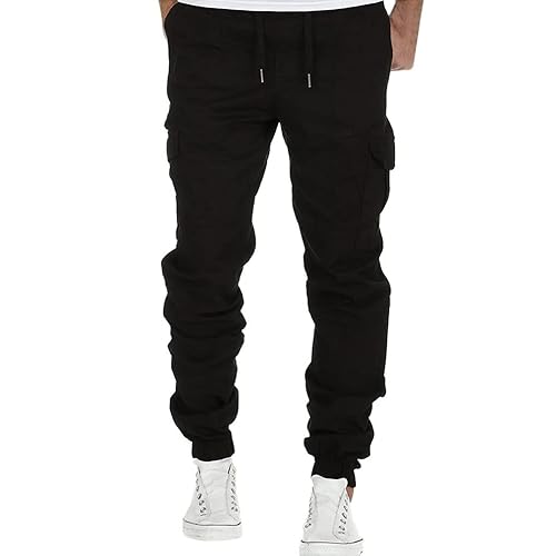 SERUMY Cargohose Herren Sweathose Lang Baumwolle Jungen Jeansoptik Jogginghosen Trainingshosen Freizeithose Sporthose Training Hose Sweatpants Fitness Hose Laufhose Hose von SERUMY