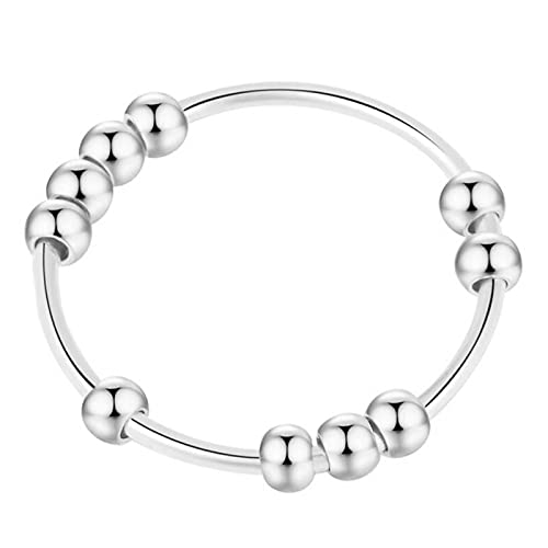 SERYNOW Anti-Angst-Ring, Gold und Silber für Frauen, Angstlindering, Angstlindering, Größe 5 bis 10 Perlen, Anti-Angst-Ring, für Mädchen und Männer, Edelstahl, Nein von SERYNOW