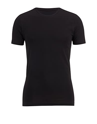 SES 2er Pack Herren Business Kurzarm Unterhemd mit Rundhals, schwarz (L) von SES