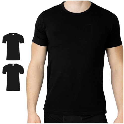 SES 2er Pack Herren Business Kurzarm Unterhemd mit Rundhals, schwarz (XXL) von SES