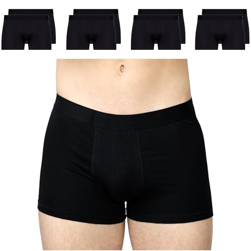 SES Herren Boxershorts Baumwolle 8er Pack L Schwarz - Atmungsaktive & Bequeme Unterhosen mit Elasthan - weicher, elastischer Bund - enganliegende Baumwoll Boxershorts von SES