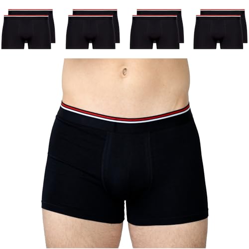 SES Herren Boxershorts Baumwolle 8er Pack XXL Schwarz mit Streifen - Atmungsaktive & Bequeme Unterhosen mit Elasthan - weicher, elastischer Bund - enganliegende Baumwoll Boxershorts von SES