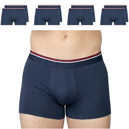 SES Herren Boxershorts Baumwolle 8er Pack M Navy mit Streifen - Atmungsaktive & Bequeme Unterhosen mit Elasthan - weicher, elastischer Bund - enganliegende Baumwoll Boxershorts von SES