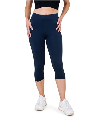 SES Capri Leggings Damen 3/4 Lang 56/58 Navy Blue - blickdichte & elastische Capri-Leggings mit weichem Bund & Perfekter Passform - Baumwolle mit Elasthan von SES