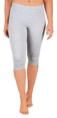 SES Capri Leggings Damen Grau meliert (40/42) aus Baumwolle/blickdichte Damen Capri-Leggings/elastische Damen Leggins 3/4 lang Baumwolle/Damen Capri Leggings mit Perfekter Passform von SES