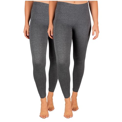 SES Blickdichte Leggings Damen 2er Pack Anthrazit Meliert (52/54) - Baumwolle Leggins Mit Perfekter Passform und Komfort für Vielfältige Looks von SES