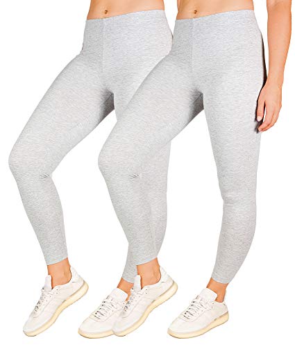 SES blickdichte Leggings Damen 2er Pack grau meliert (32/34) / Leggings Damen Baumwolle/Leggins Damen mit Perfekter Passform und Komfort/Leggings Set Damen für vielfältige Looks von SES