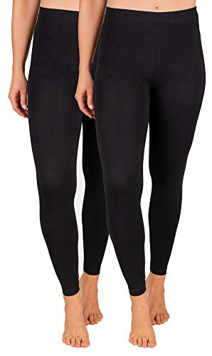 SES blickdichte Leggings Damen 2er Pack schwarz (32/34) / Leggings Damen Baumwolle/Leggins Damen mit Perfekter Passform und Komfort/Leggings Set Damen für vielfältige Looks von SES