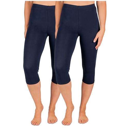 SES Capri Leggings Damen Navy Blue (36/38) 2er Pack aus Baumwolle/blickdichte Damen Capri-Leggings/elastische Damen Leggins 3/4 lang Baumwolle/Damen Capri Leggings mit Perfekter Passform von SES