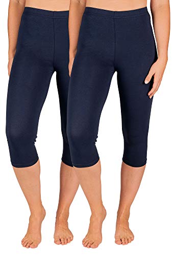 SES Capri Leggings Damen Navy Blue (44/46) 2er Pack aus Baumwolle/blickdichte Damen Capri-Leggings/elastische Damen Leggins 3/4 lang Baumwolle/Damen Capri Leggings mit Perfekter Passform von SES