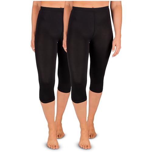 SES Damen Leggings Capri 3/4 2er Pack schwarz Viskose (36/38) von SES