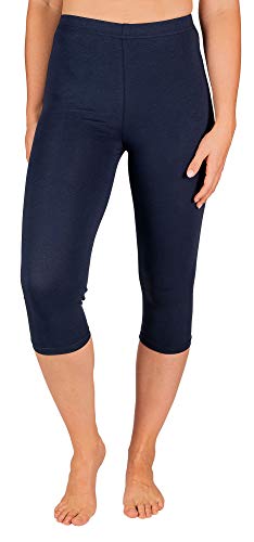 SES Capri Leggings Damen Navy Blue (48/50) aus Baumwolle/blickdichte Damen Capri-Leggings/elastische Damen Leggins 3/4 lang Baumwolle/Damen Capri Leggings mit Perfekter Passform von SES