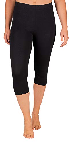 SES Capri Leggings Damen Schwarz (44/46) aus Baumwolle/blickdichte Damen Capri-Leggings/elastische Damen Leggins 3/4 lang Baumwolle/Damen Capri Leggings mit Perfekter Passform von SES